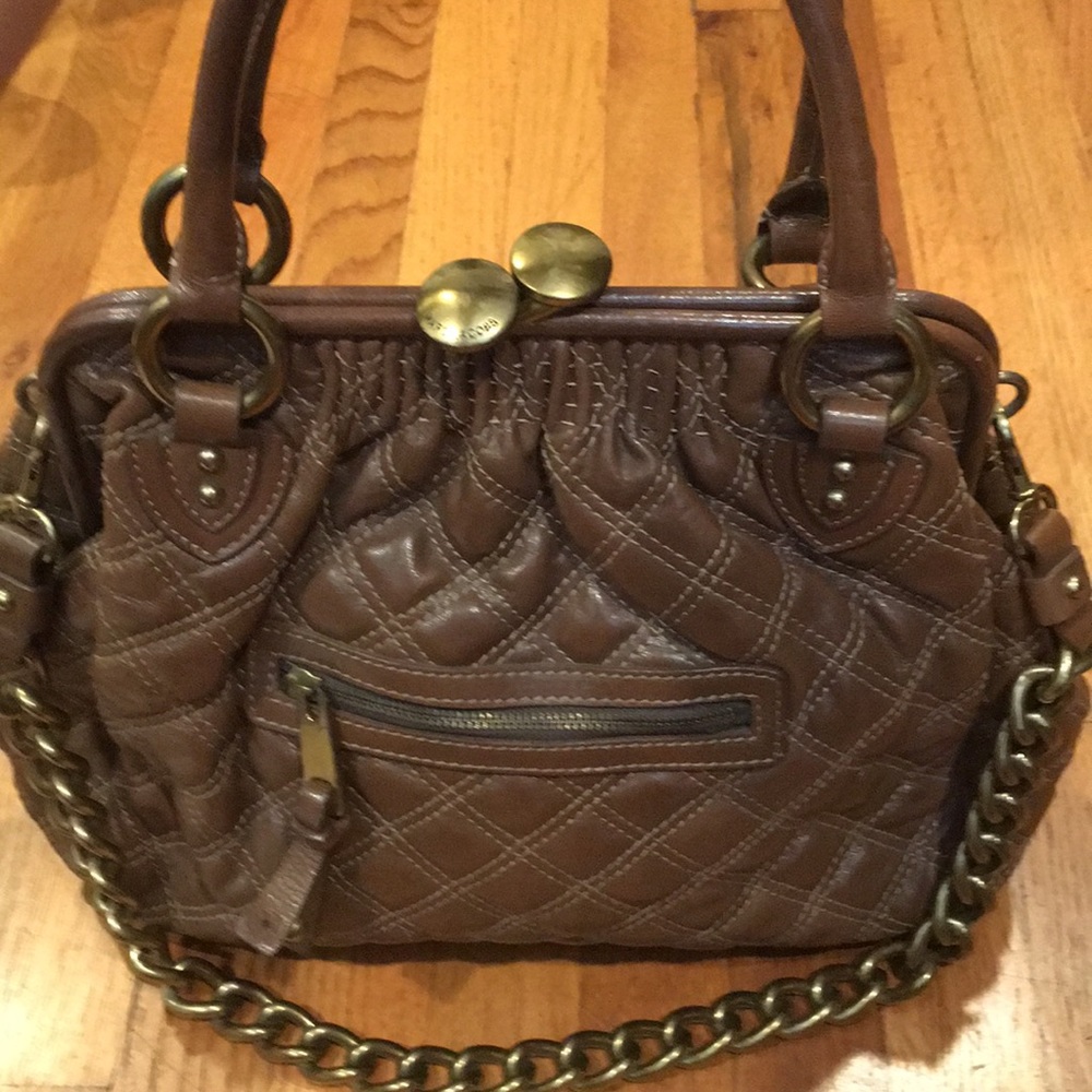 Brown Marc Jacobs quilted Stam leather purse